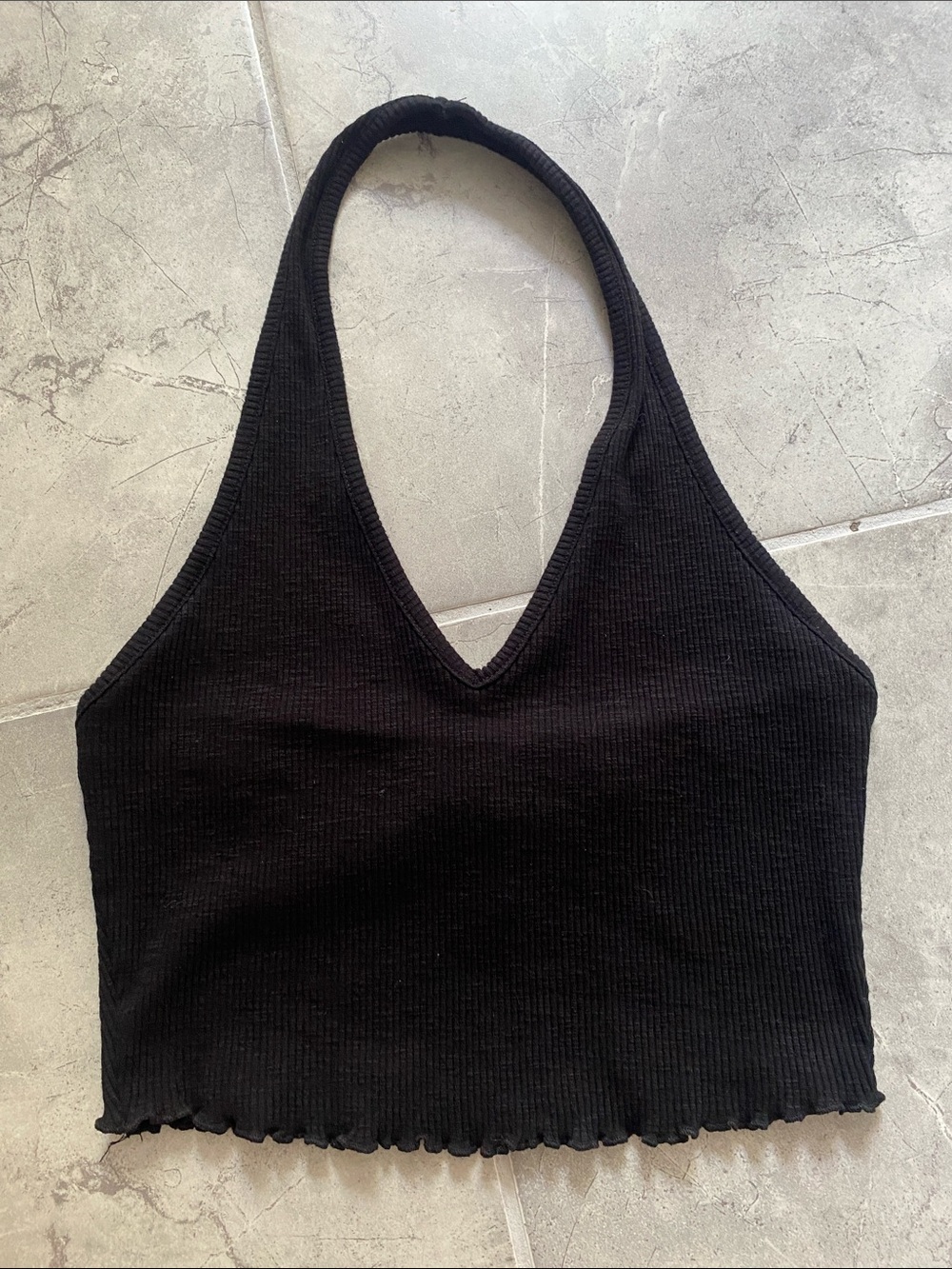 Black Ribbed Halter Crop Top - Women's Summer Tank